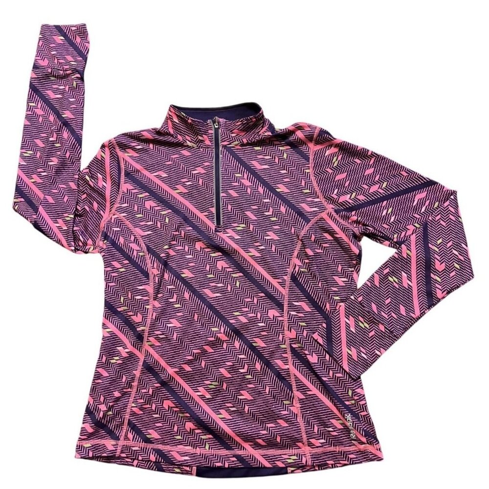 Reebok women's multicolor pullover size Large, zip neck, long sleeve
